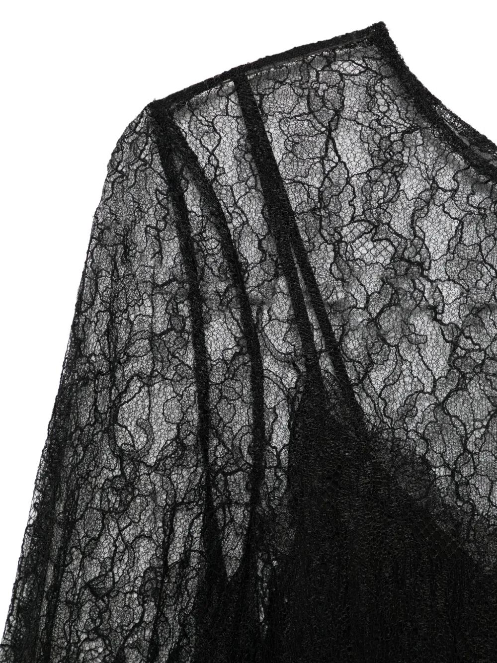 Twinset Lace-Overlay Long-Sleeved Dress in Black | Lyst
