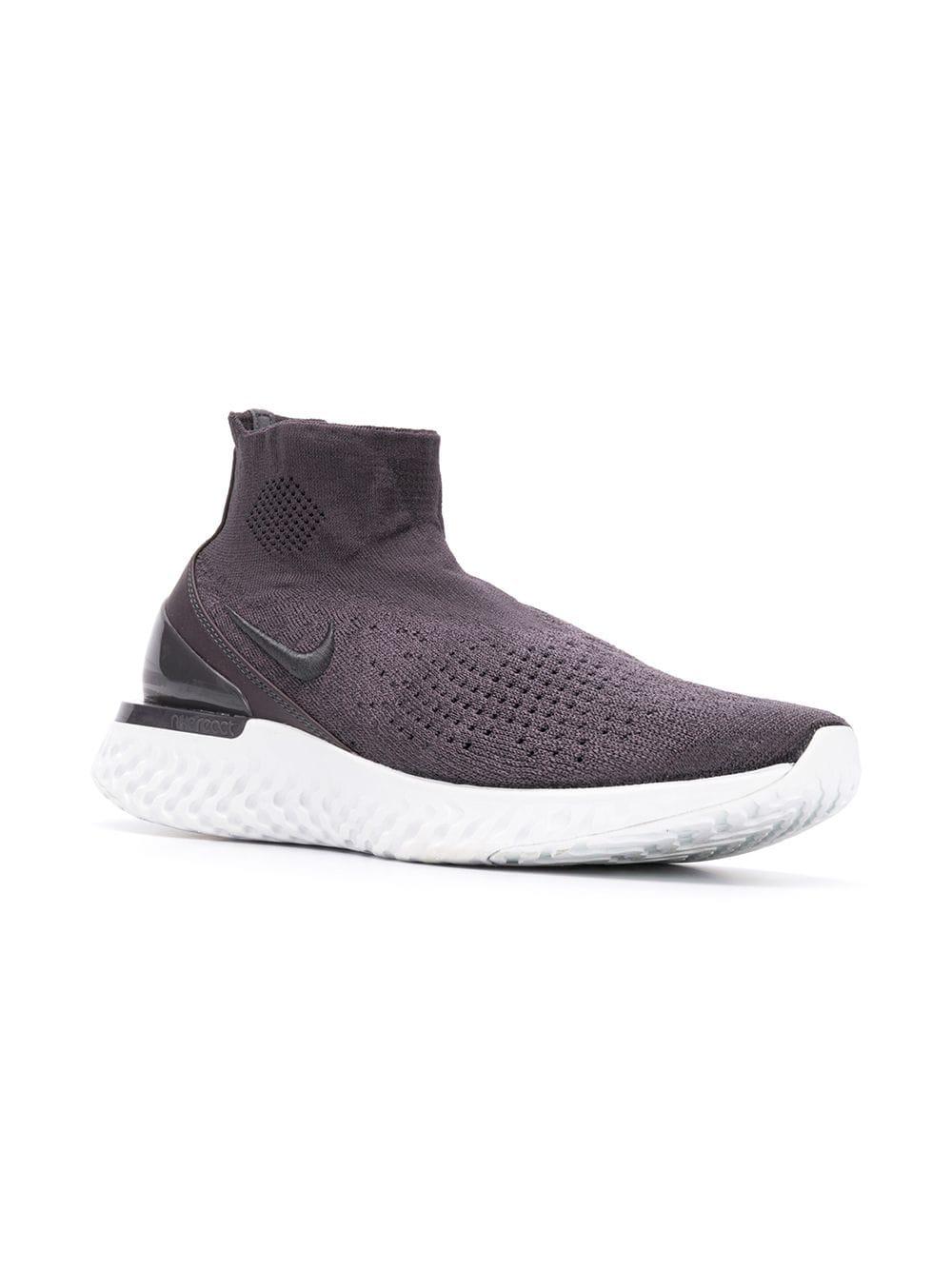 Nike Synthetic Rise React Flyknit Sneakers in Dark Grey (Gray) | Lyst