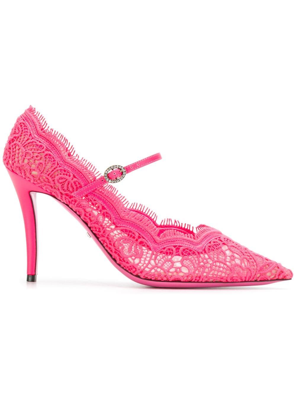 Gucci Virginia Lace Pumps in Fuchsia (Pink) Lyst Canada