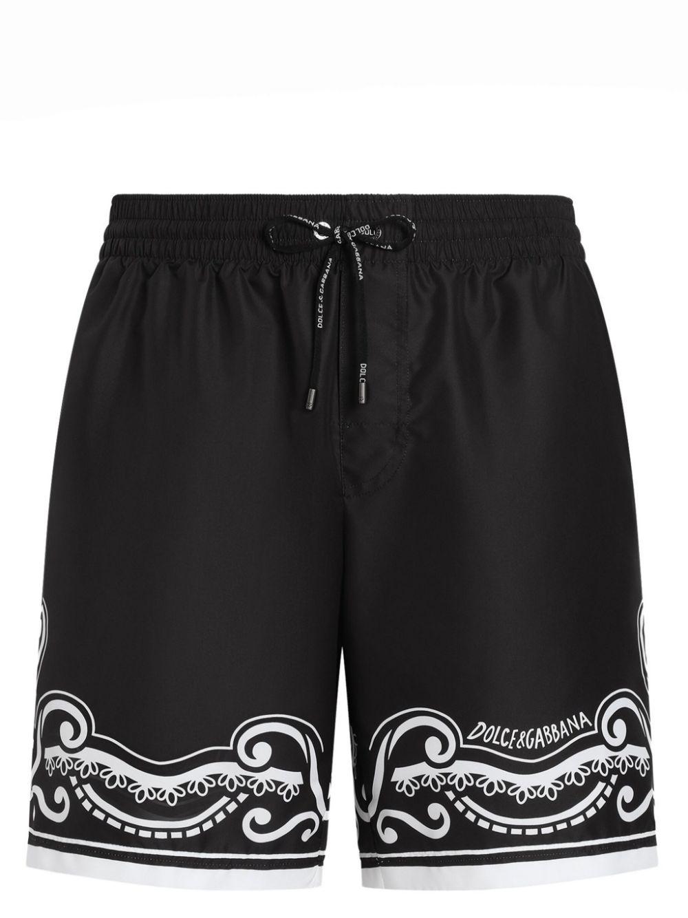 Dolce Gabbana Bandanna Print Mid Length Swim Shorts in Black for Men Lyst UK