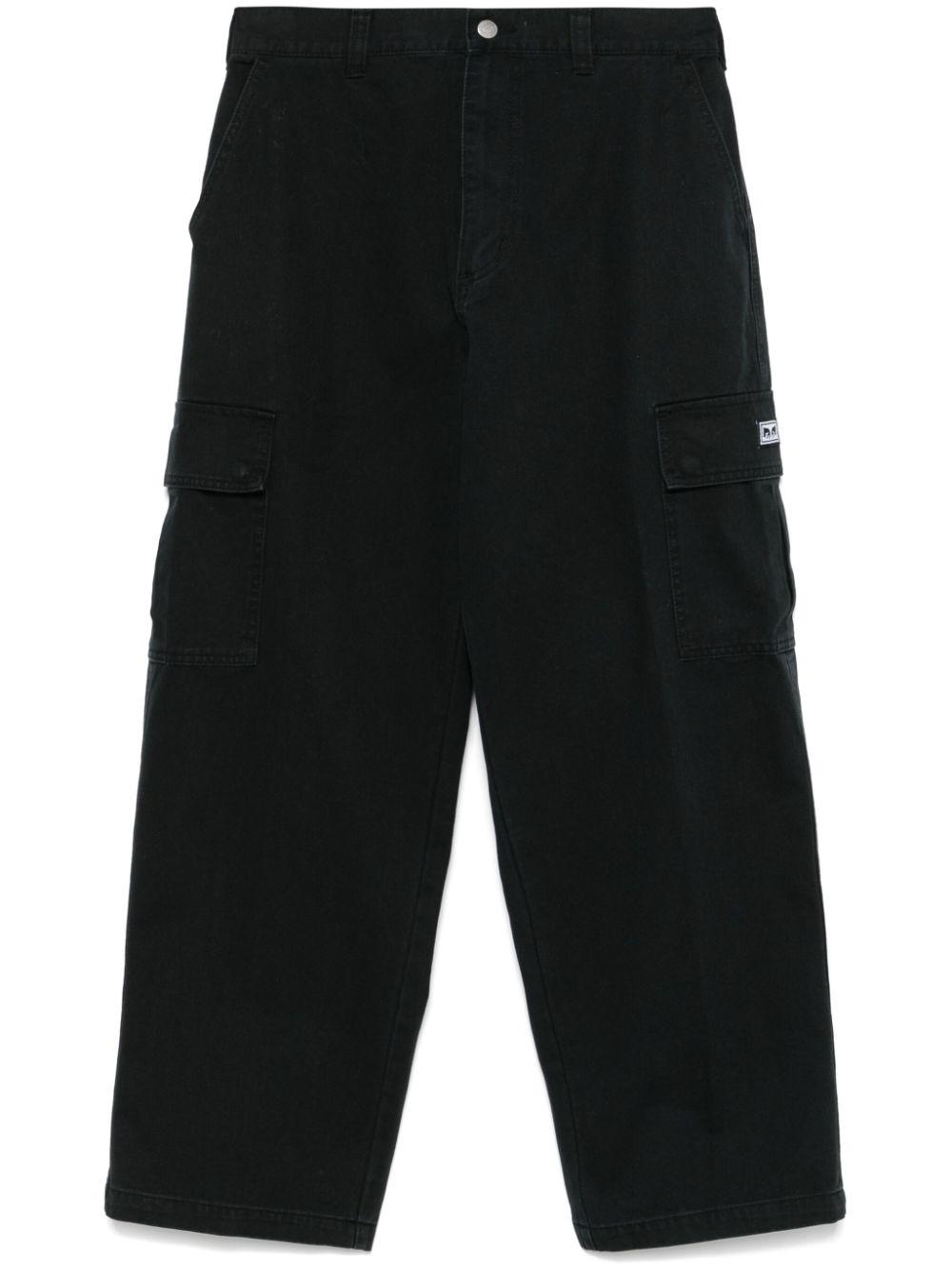 Greg Lauren メンズ ブラック ピンストライプ ワイドパンツ Greg Lauren メンズ ブラック ピンストライプ ワイドパンツ