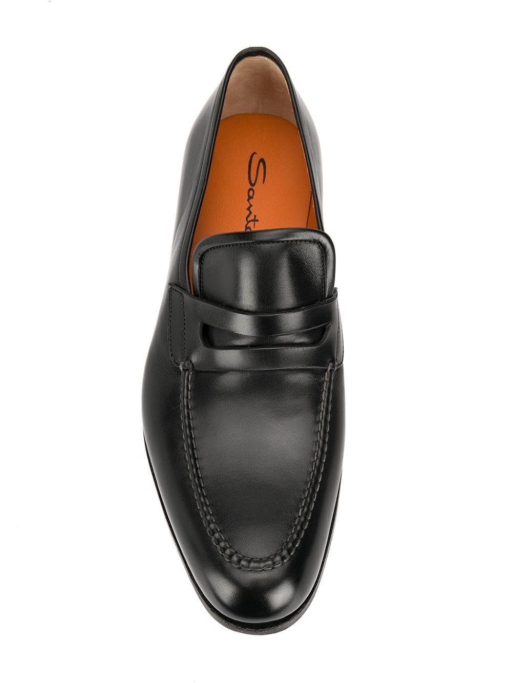 Santoni Leather Penny Loafers in Black for Men - Lyst