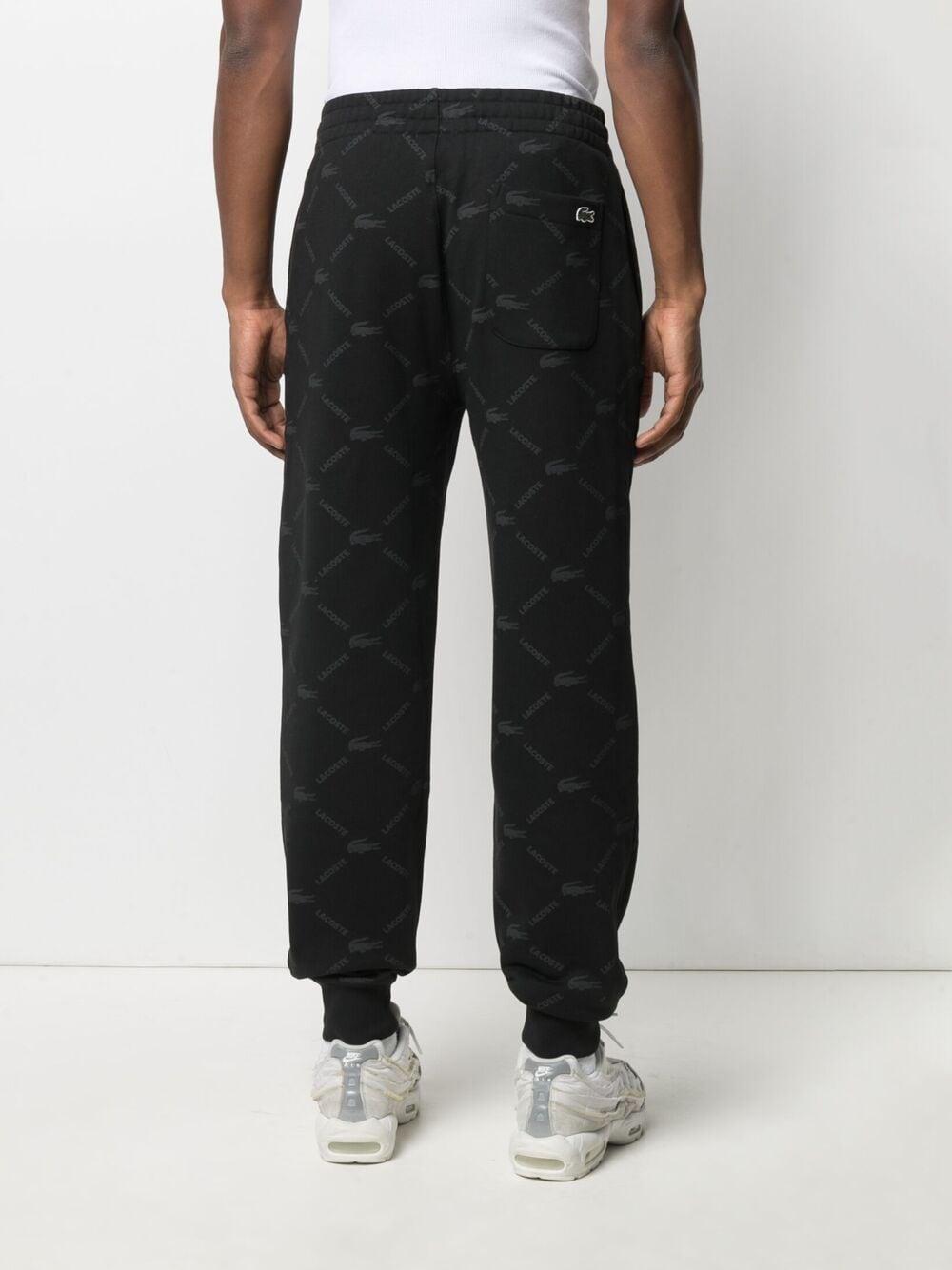 Lacoste Monogram-print Cotton Track Pants in Black for Men - Lyst
