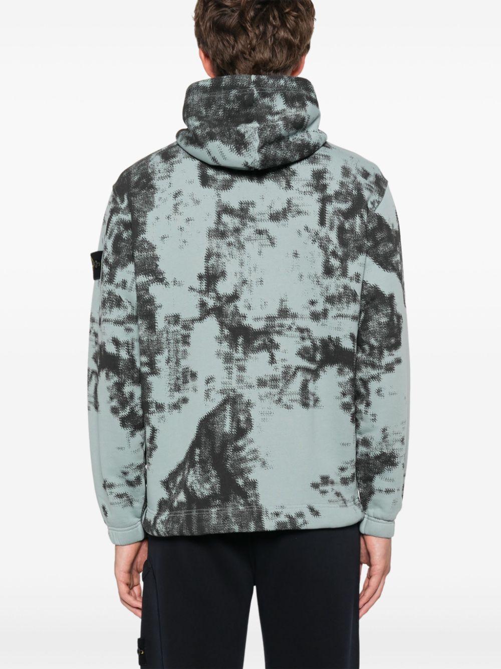 Stone Island メンズ グリーン アブストラクトパターン パーカー Stone Island メンズ グリーン アブストラクトパターン パーカー