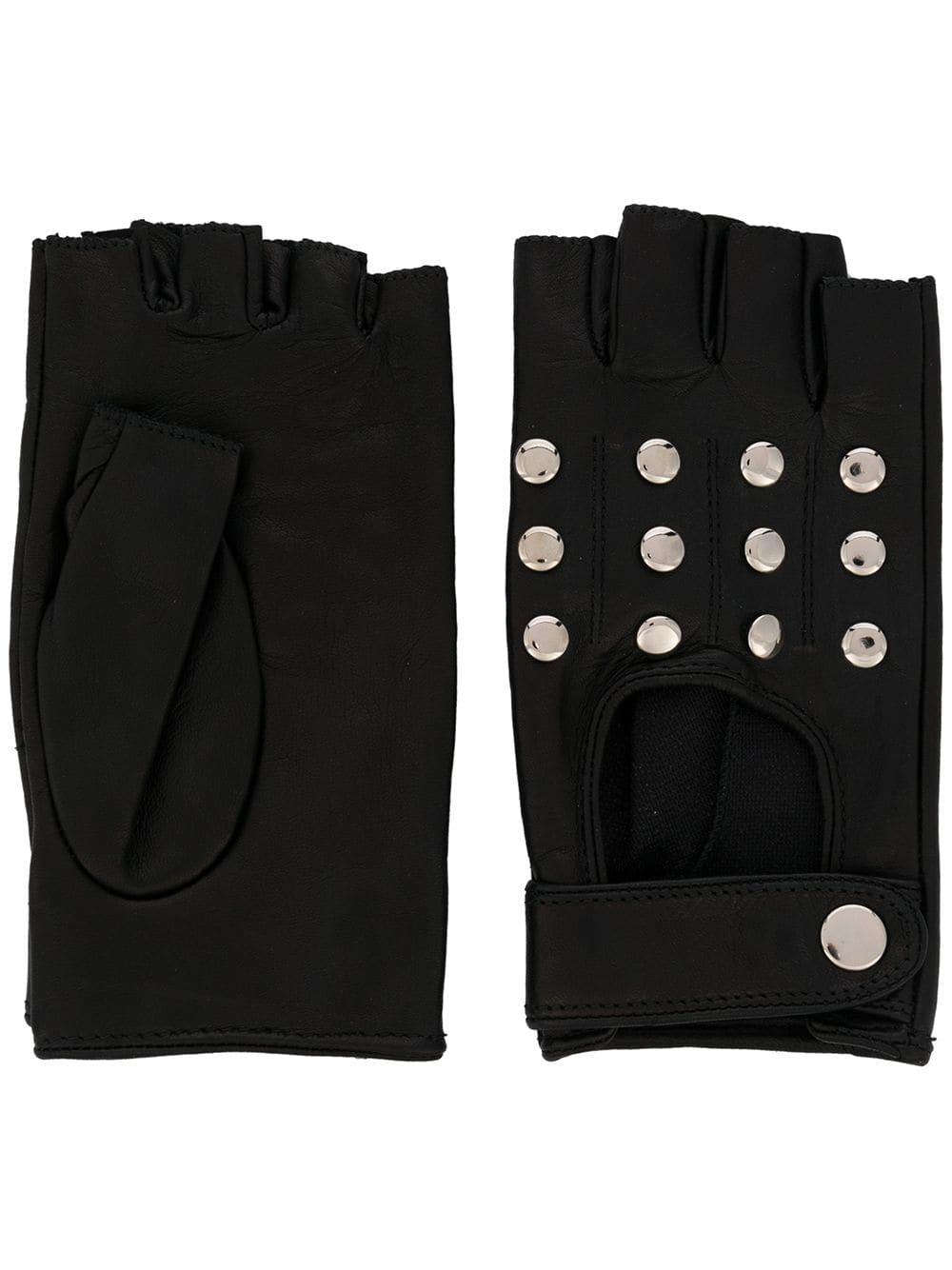 Manokhi Leather Studded Fingerless Gloves in Black Lyst