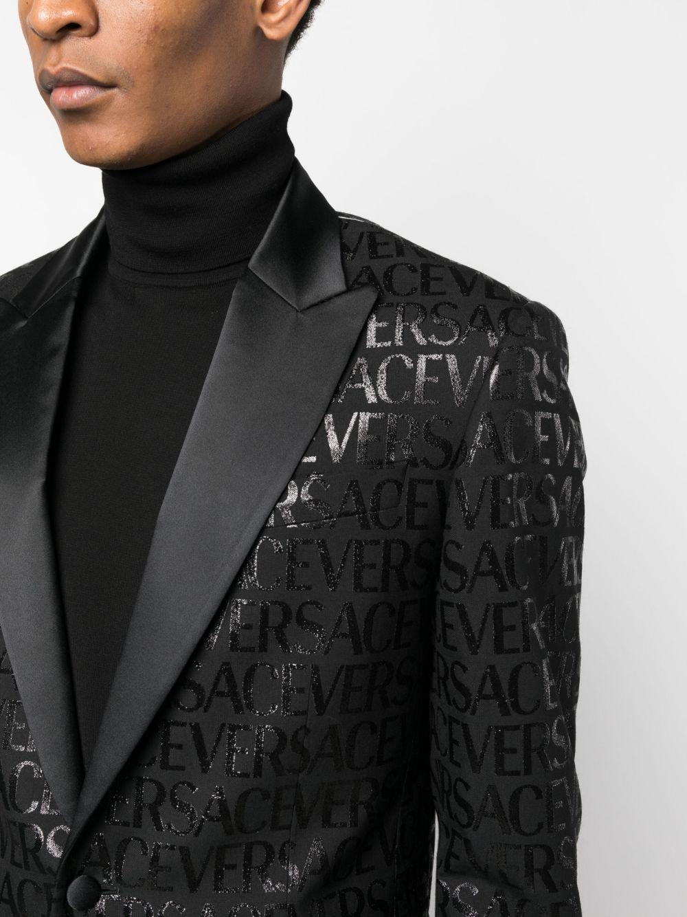 Versace Allover Jacquard Single-breasted Blazer in Black for