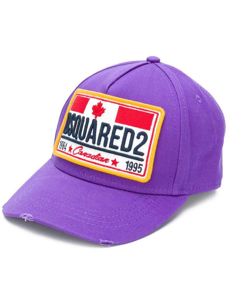 DSquared² Logo Patch Cap in Purple for 