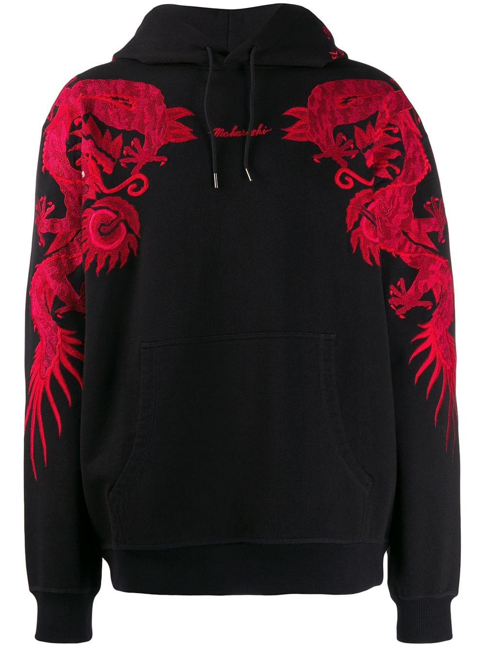 Maharishi Embroidered Dragon Hoodie in Black for Men | Lyst