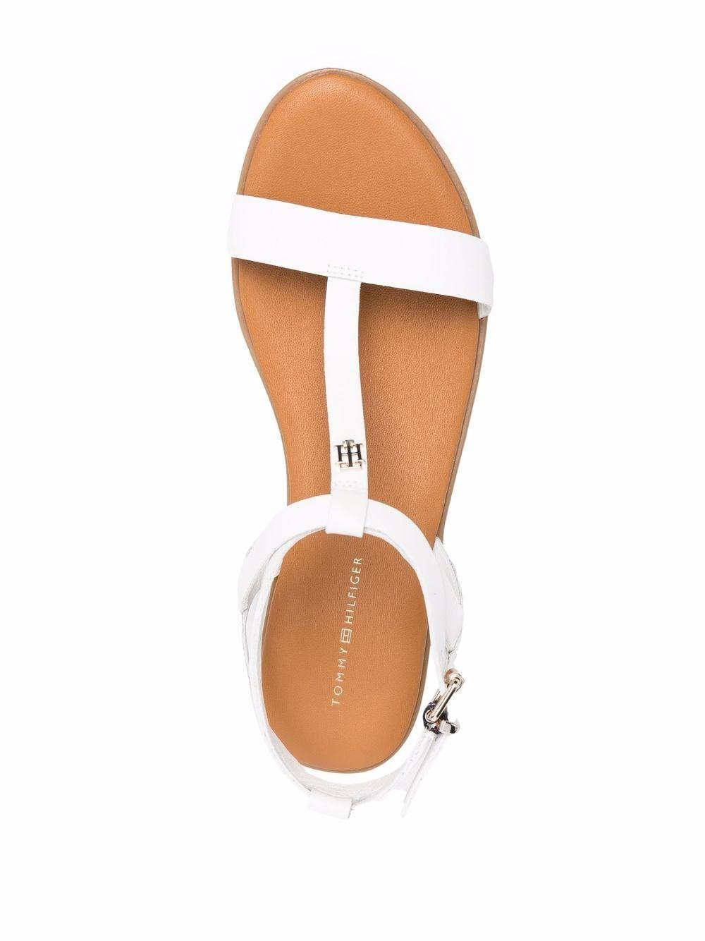 Tommy Hilfiger Leather Open-toe Flat Sandals in White - Lyst