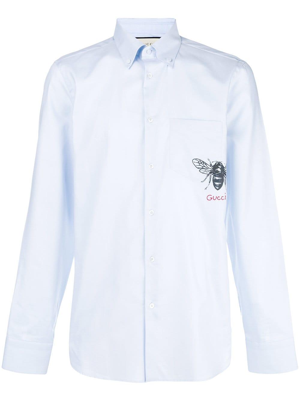 Camisa con estampado de abeja Gucci de hombre de color Azul | Lyst