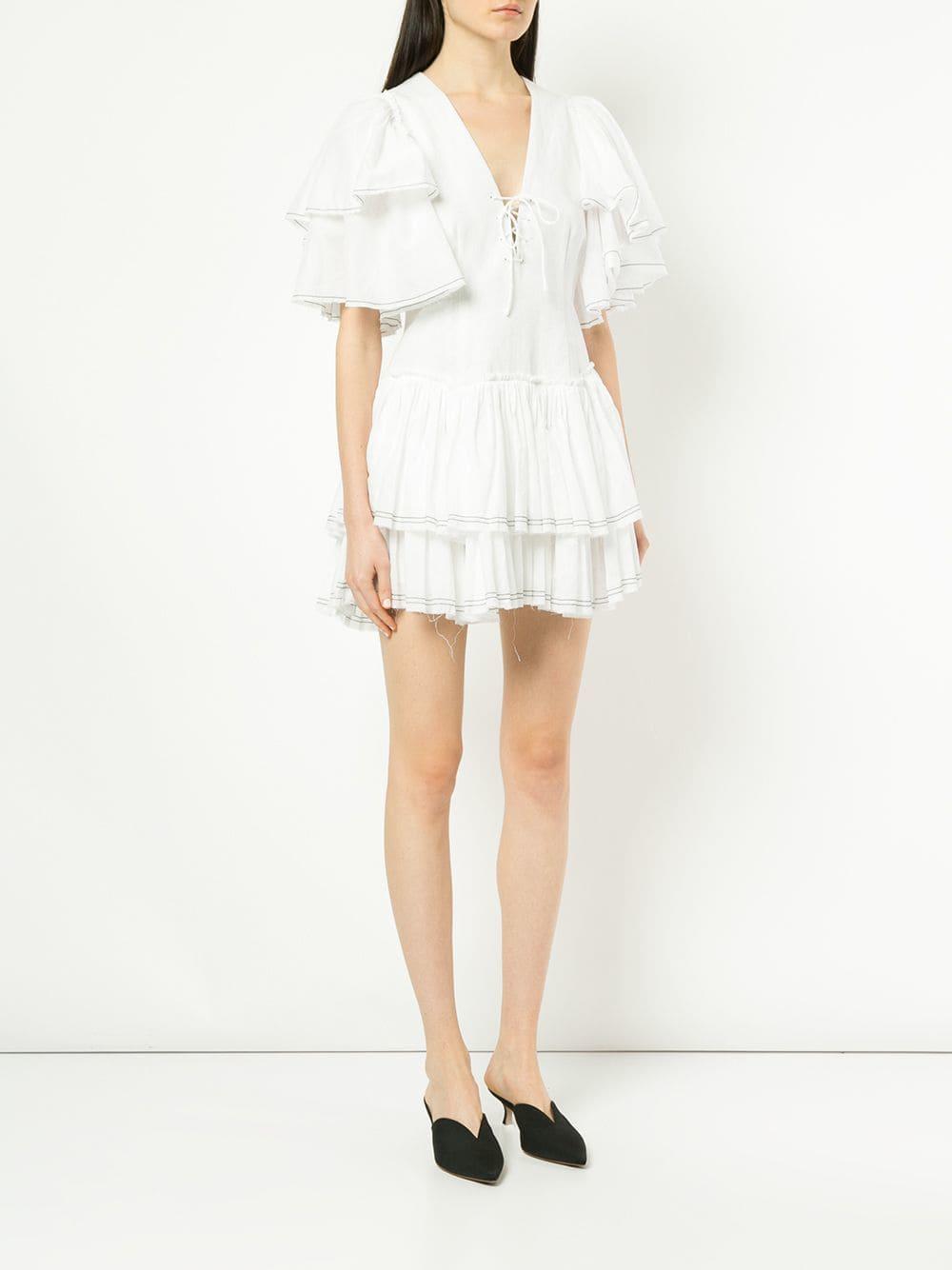 Aje. Linen Bennett Mini Dress in White - Lyst