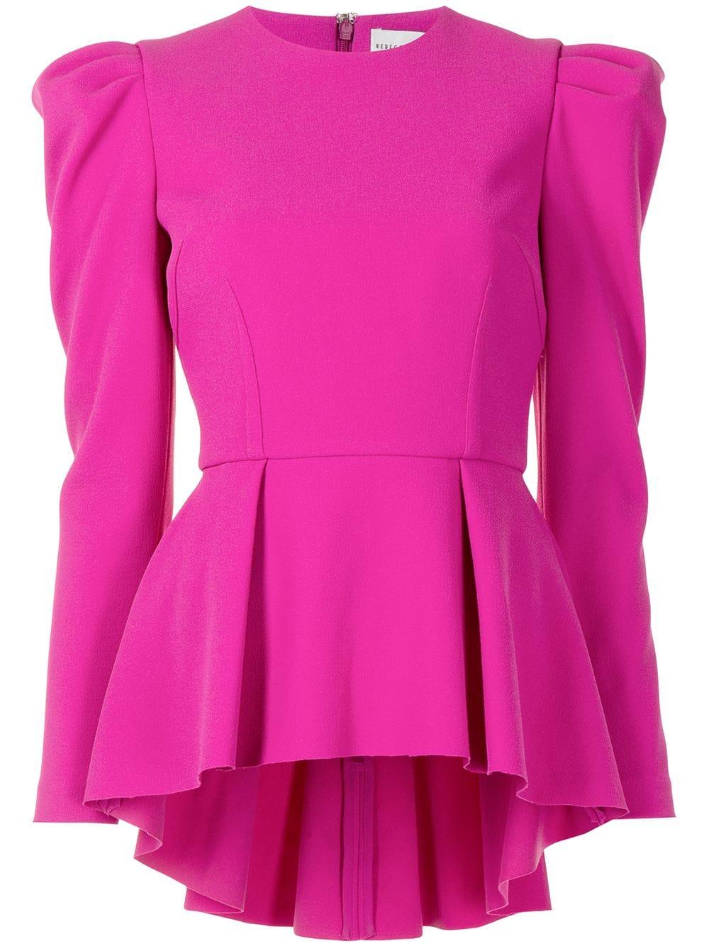Rebecca Vallance Amina Puff-sleeve Peplum Top in Pink | Lyst
