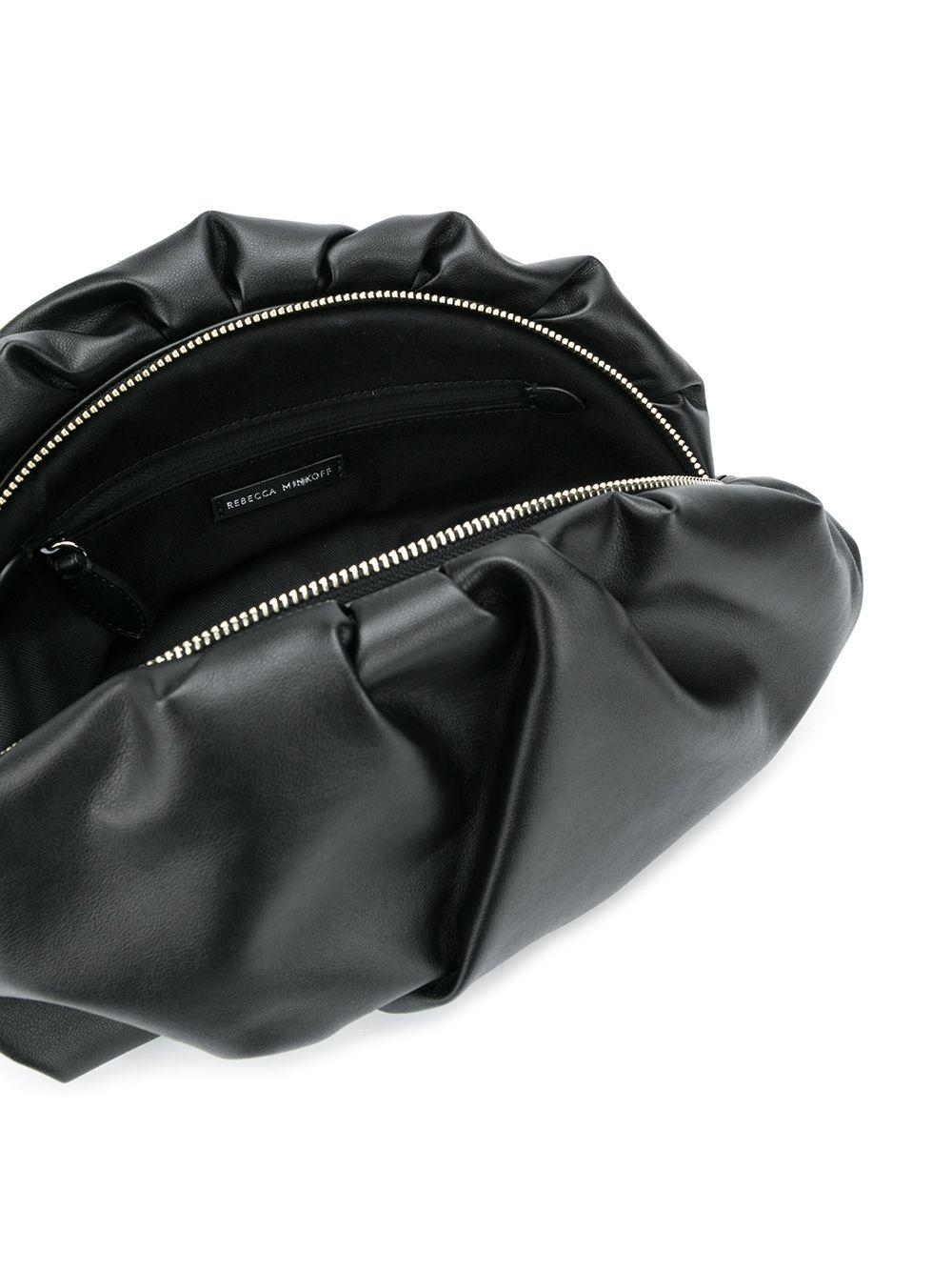 Black Frame Detail Ruched Clutch Bag