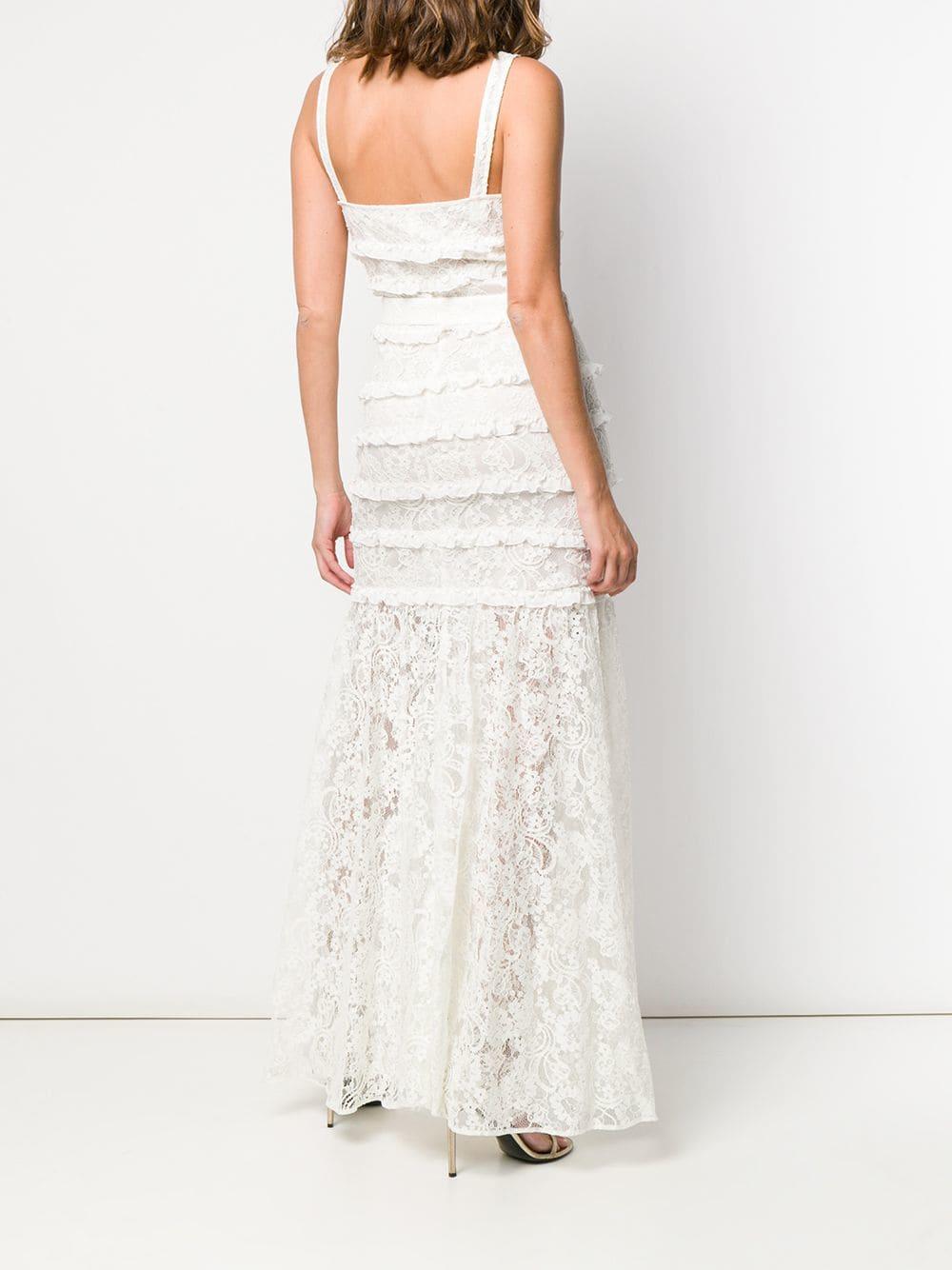 Alessandra Rich Ruffled Lace Dress in White | Lyst