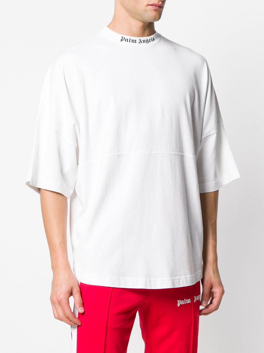 Palm Angels Cotton Oversized Logo T-shirt in White for Men | Lyst