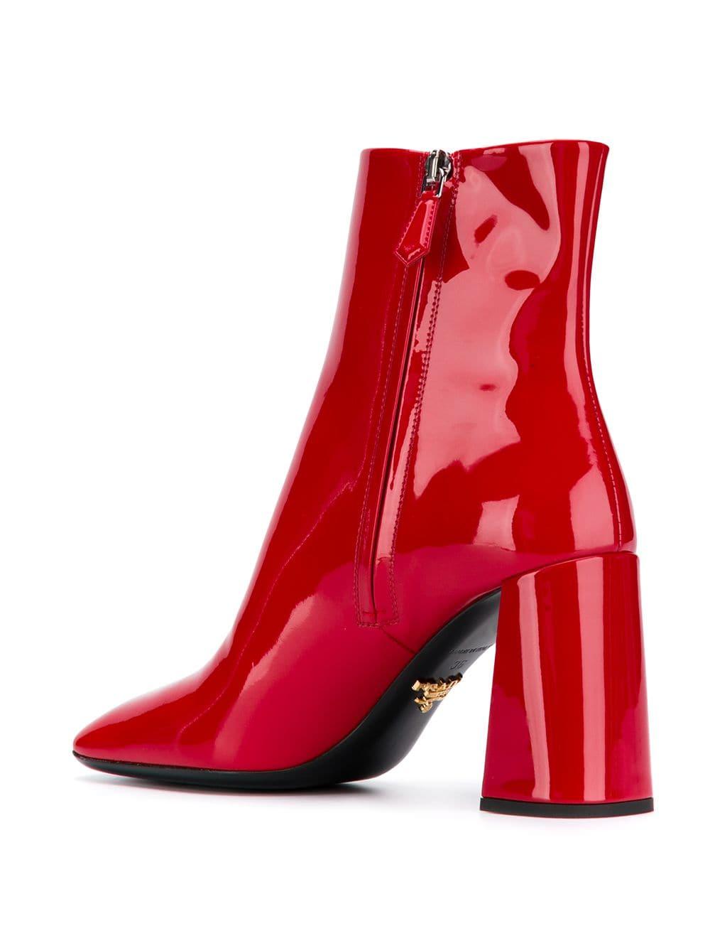 Prada Patent Leather Boots in Red | Lyst