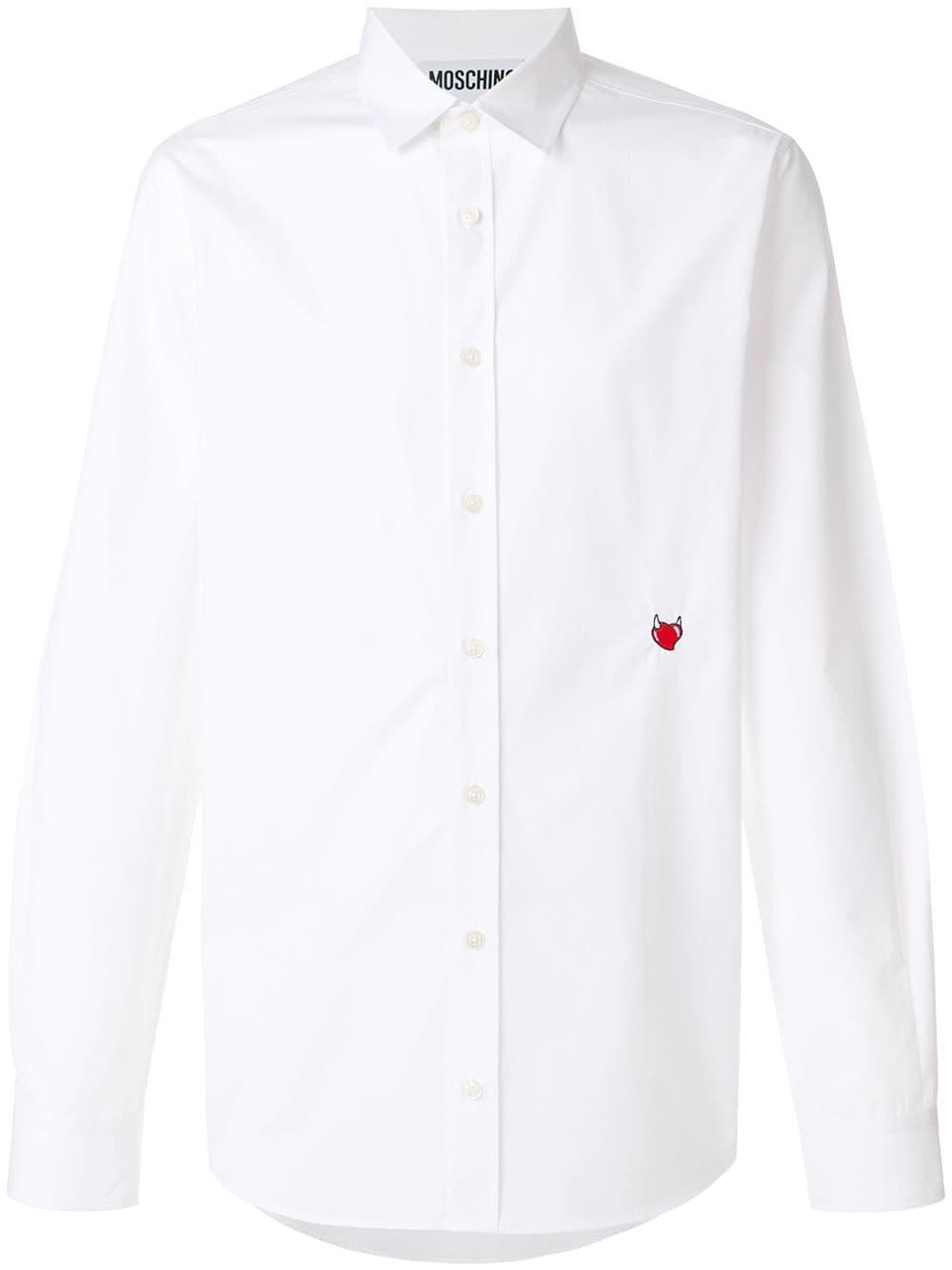 Moschino Embroidered Heart Shirt in White for Men | Lyst