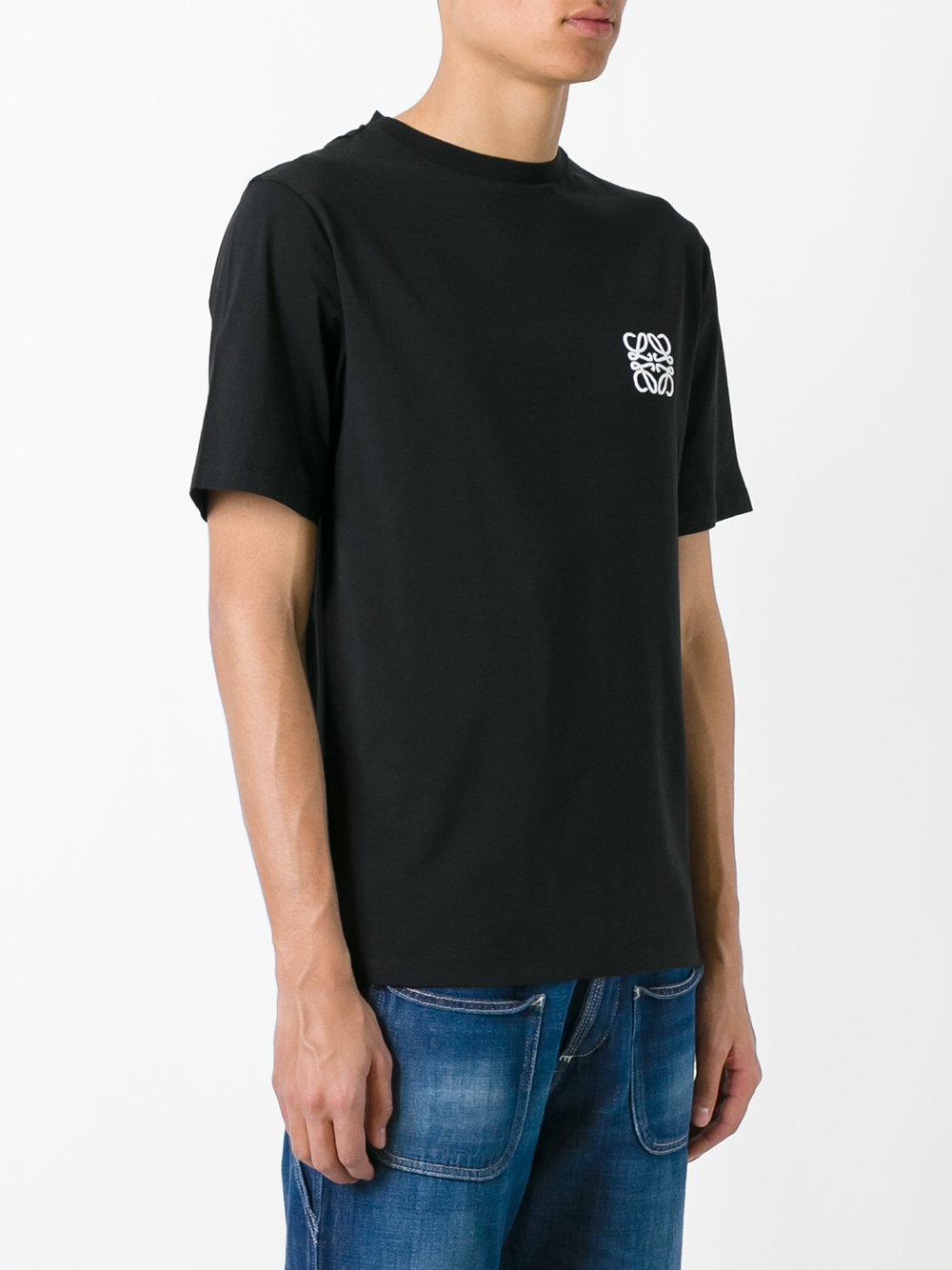 Loewe Logo Embroidered T-shirt in Black for Men - Lyst