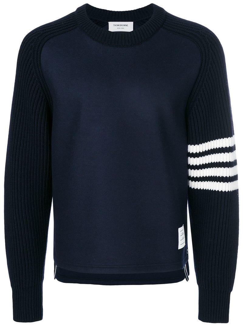 Thom Browne 4-bar Saddle Sleeve Cashmere Pullover in Blue for Men - Lyst