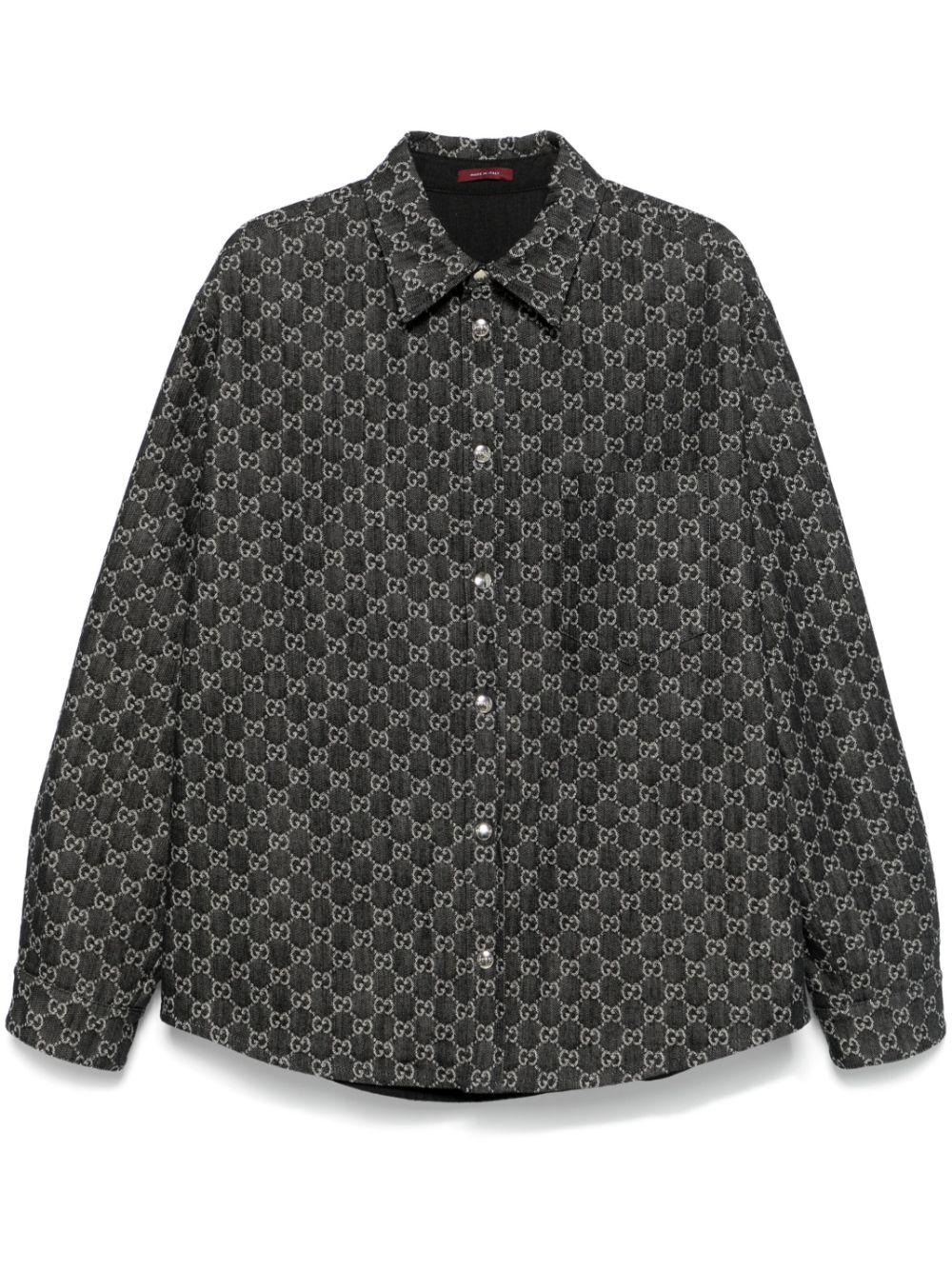Gucci メンズ グレー GGジャカード リバーシブル シャツ ジャケット