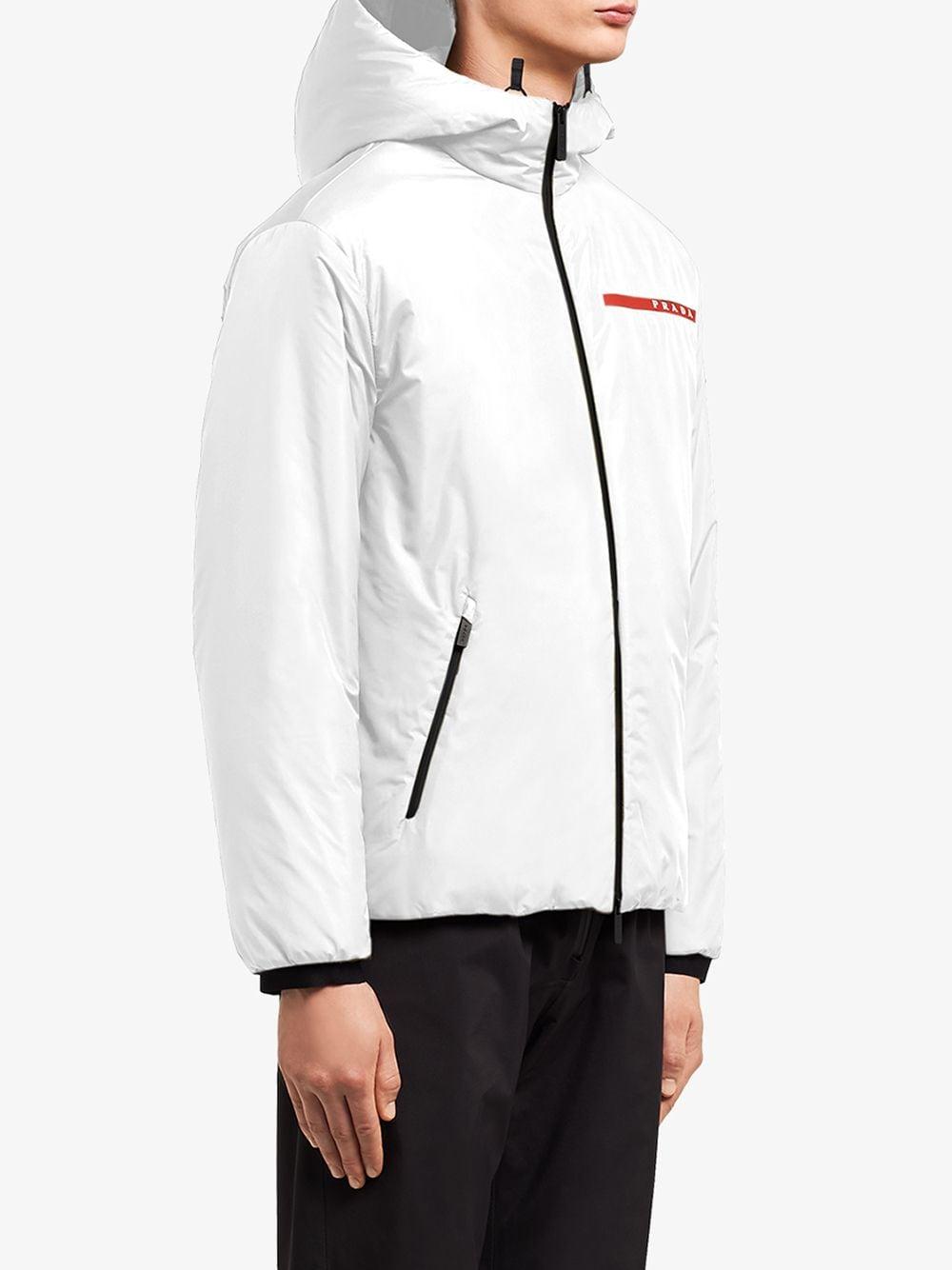 Prada Logo-stripe Technical Jacket in White for Men | Lyst