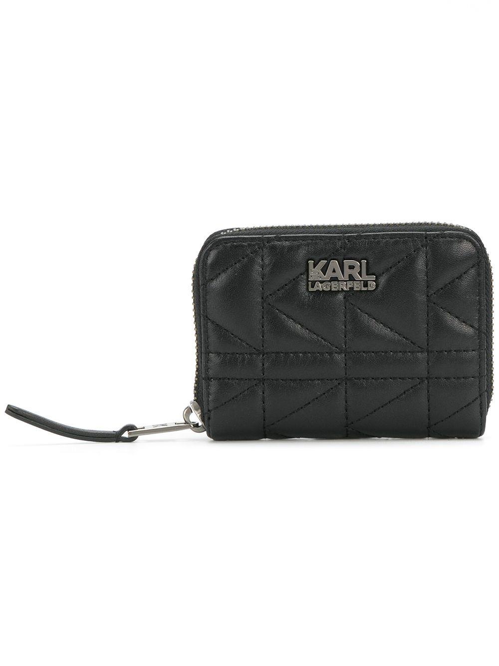 Karl Lagerfeld Leather K/kuilted Zip Wallet in Black - Lyst