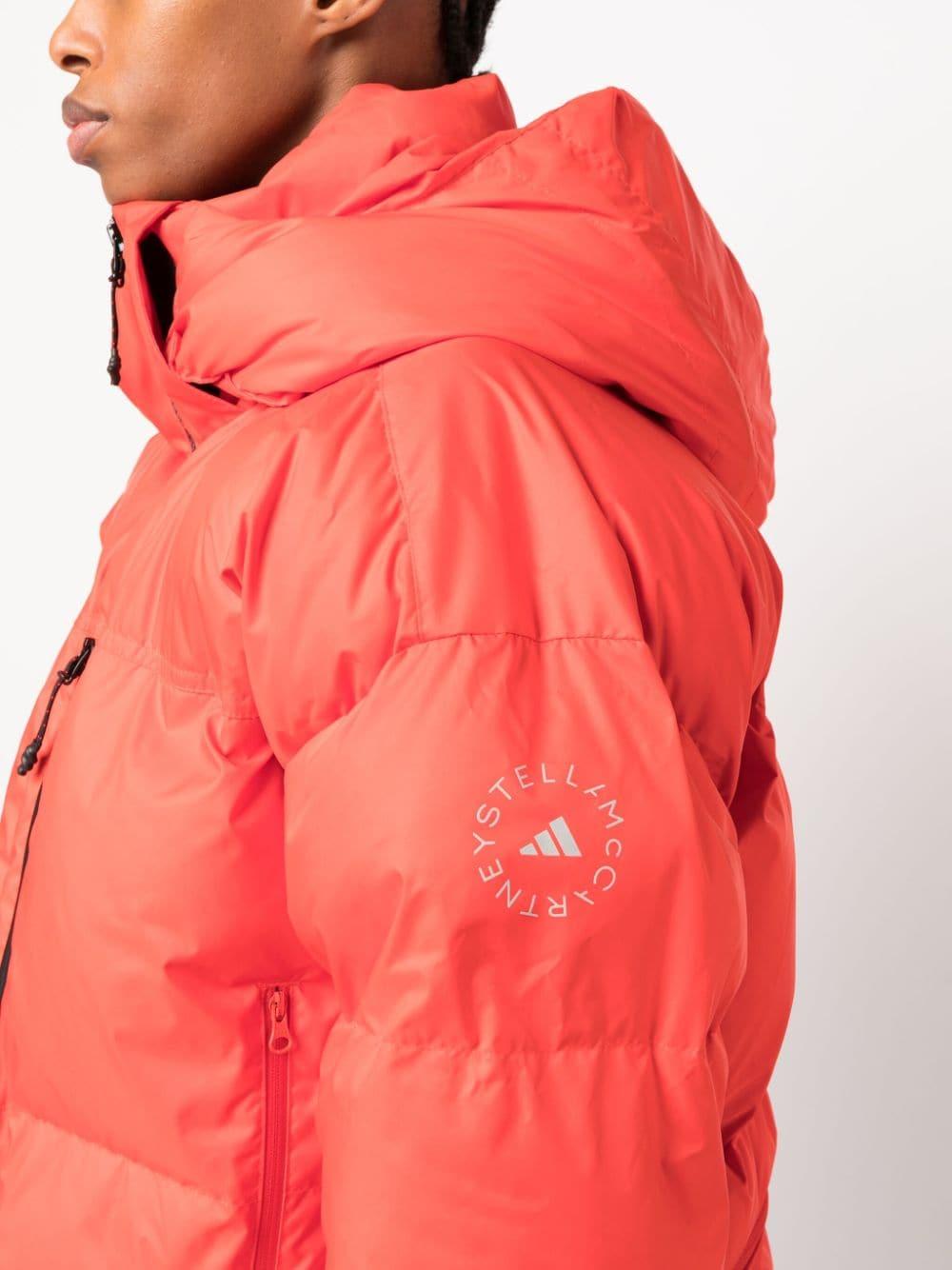adidas By Stella McCartney Logo-print Hooded Puffer Jacket in Red | Lyst