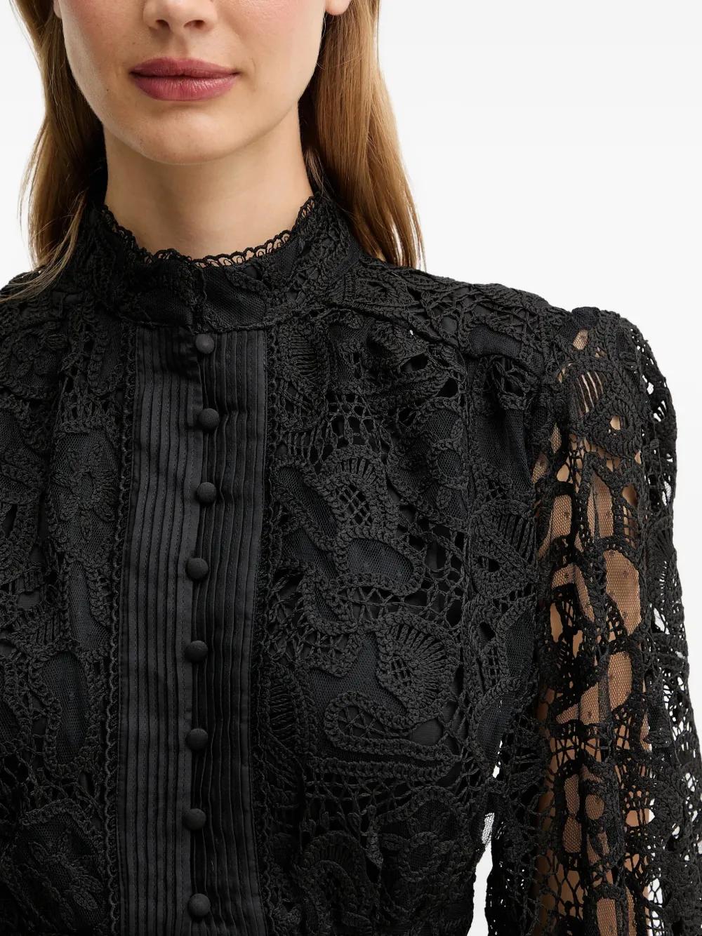 Bardot Remy All-Over-Lace Button-Up Mini Dress in Black | Lyst