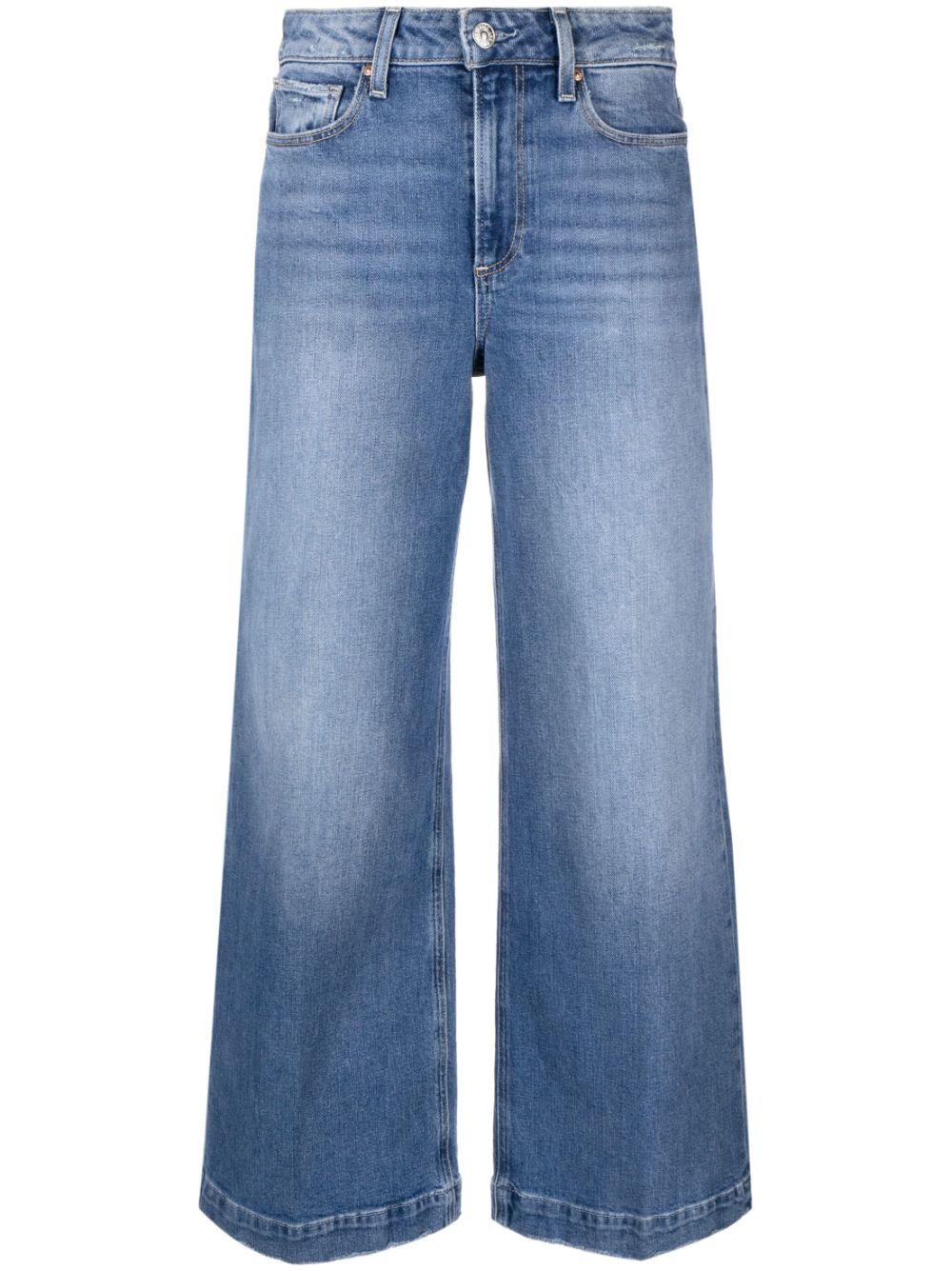 PAIGE Harper Wide-leg Cropped Jeans in Blue | Lyst