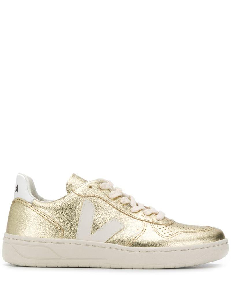 gold metallic sneakers