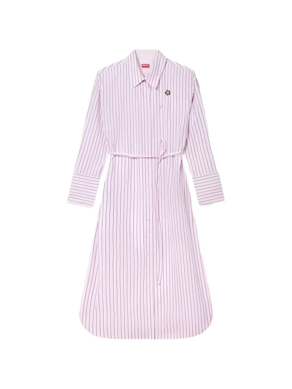 blue and white stripe sleeveless cotton poplin kenzo dress Seabreeze Stroll 100% Cotton Sleeveless Empire Waist Stripe Midi Dress