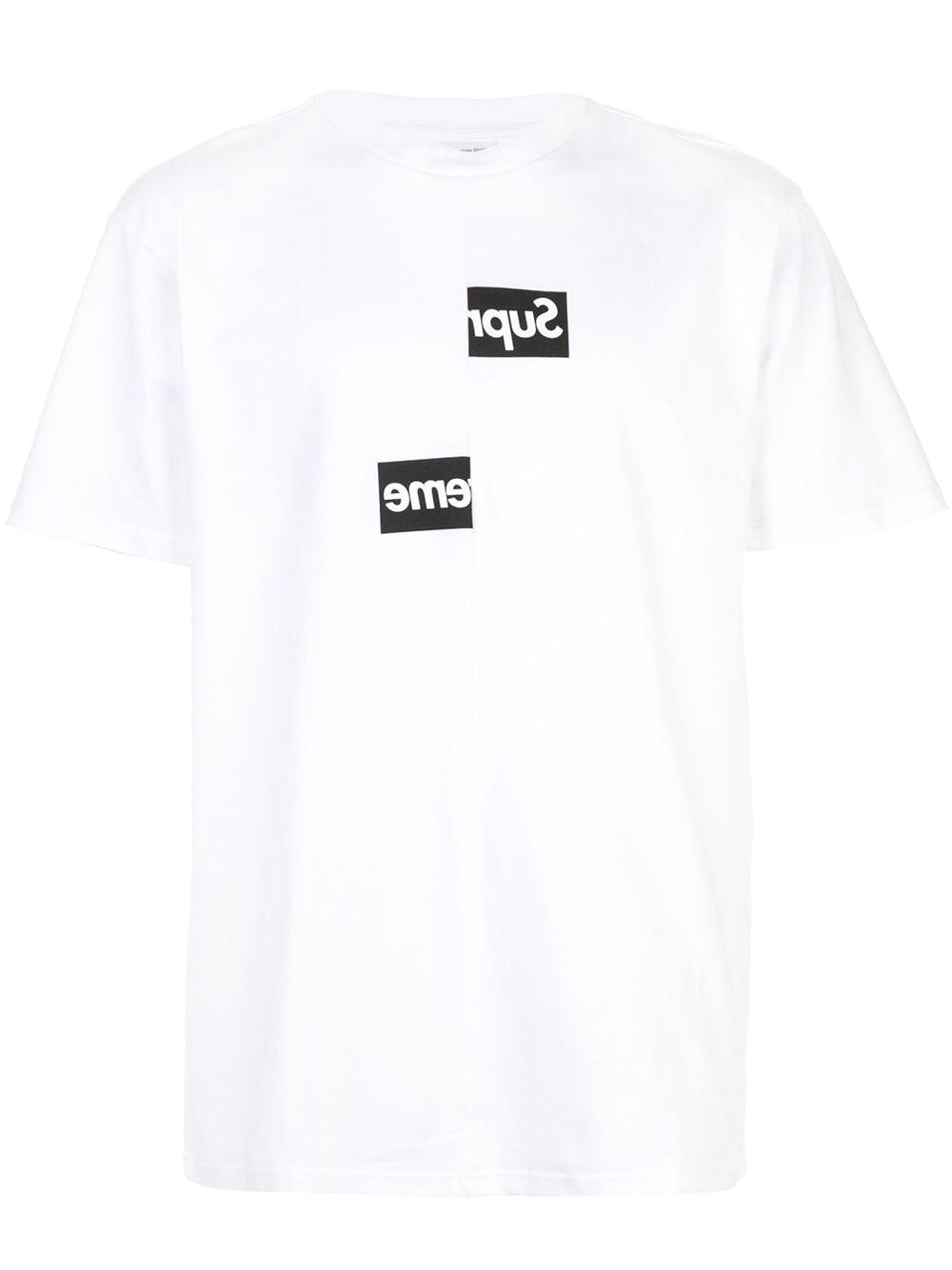 Supreme Cdg Split Box Logo Tee in White for Men - Lyst