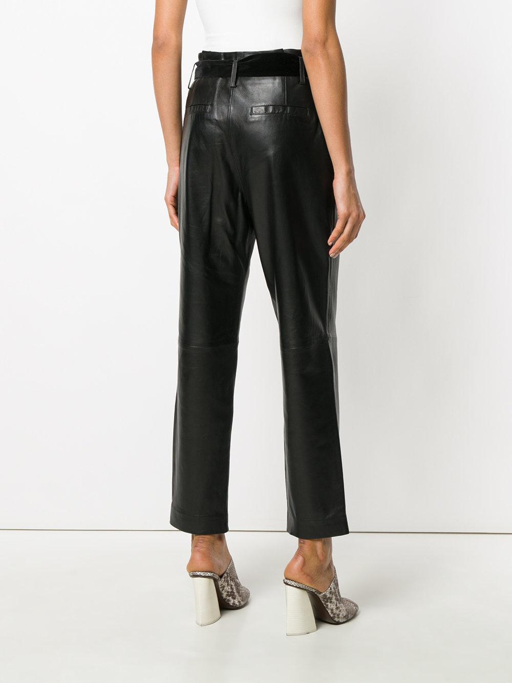 MICHAEL Michael Kors High-waisted Pleated Leather Pants in Black - Lyst