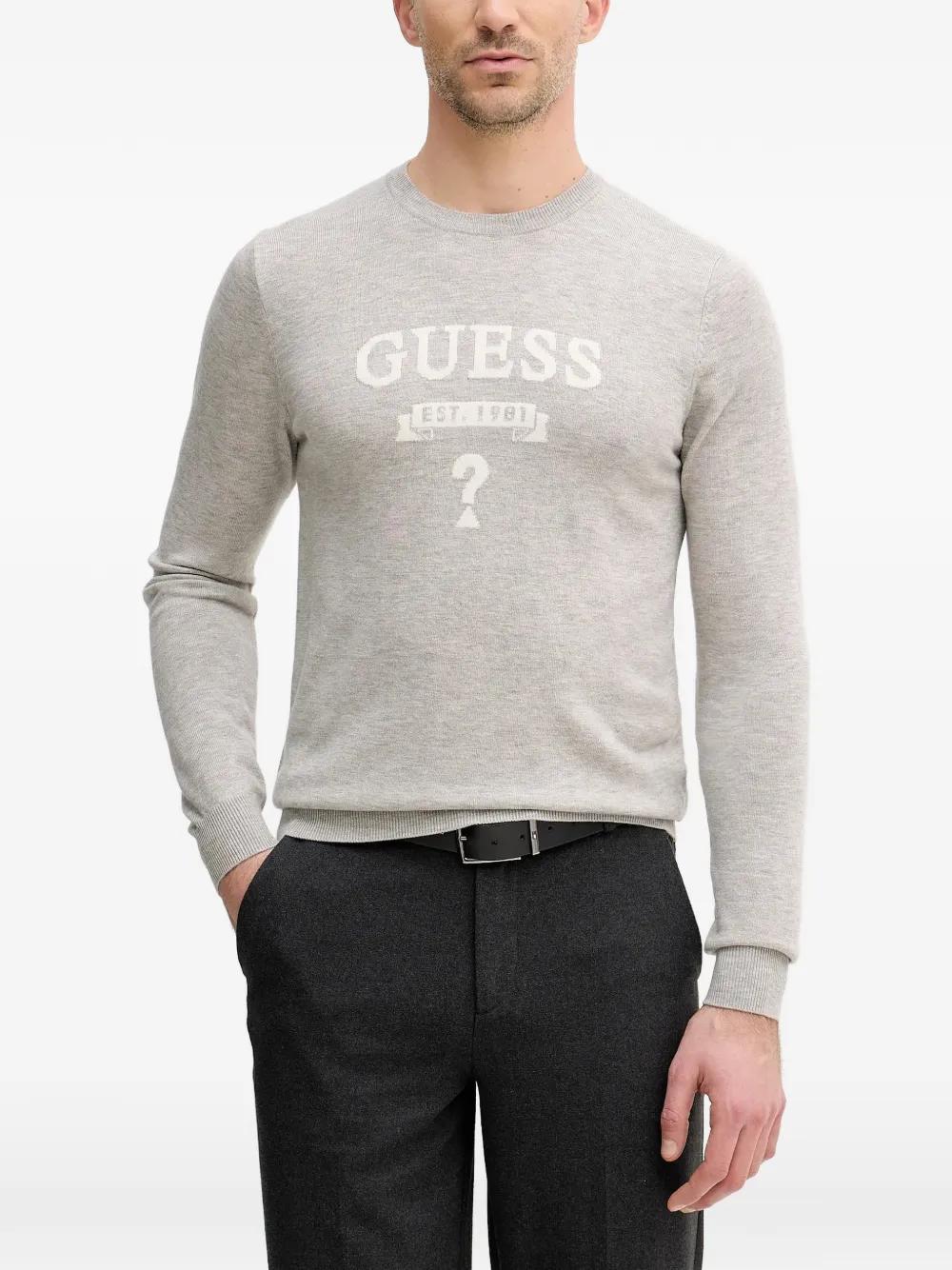 Pull Sweatshirt GUESS Homme - Gris - Taille L - Logo Accent - Occasion Parfait État