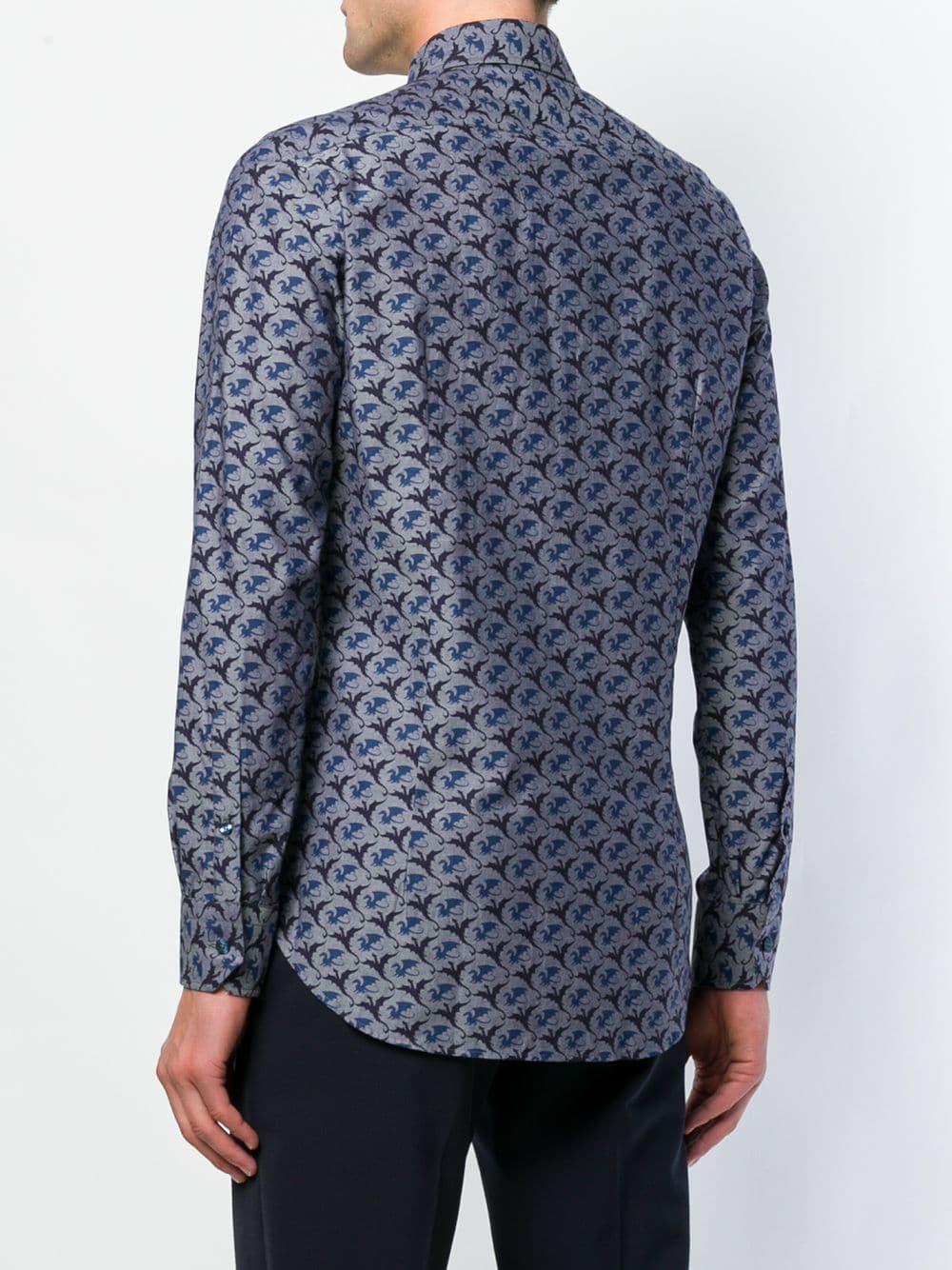 Etro Cotton Dragon Print Shirt in Grey (Gray) for Men - Lyst