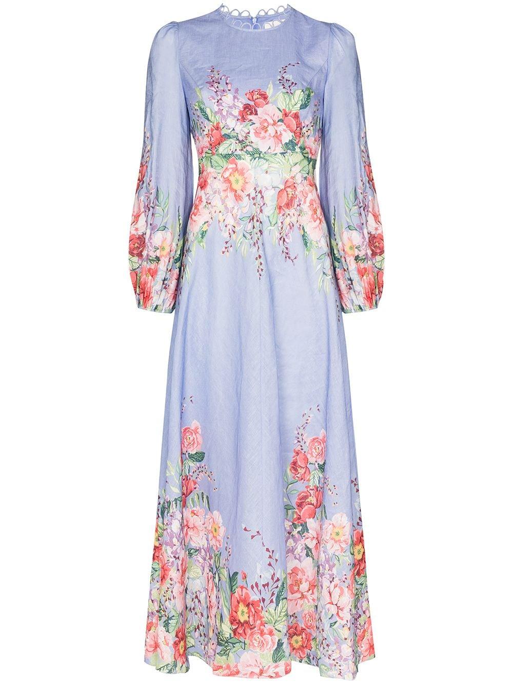 Zimmermann Bellitude Floral-print Dress in Blue - Lyst