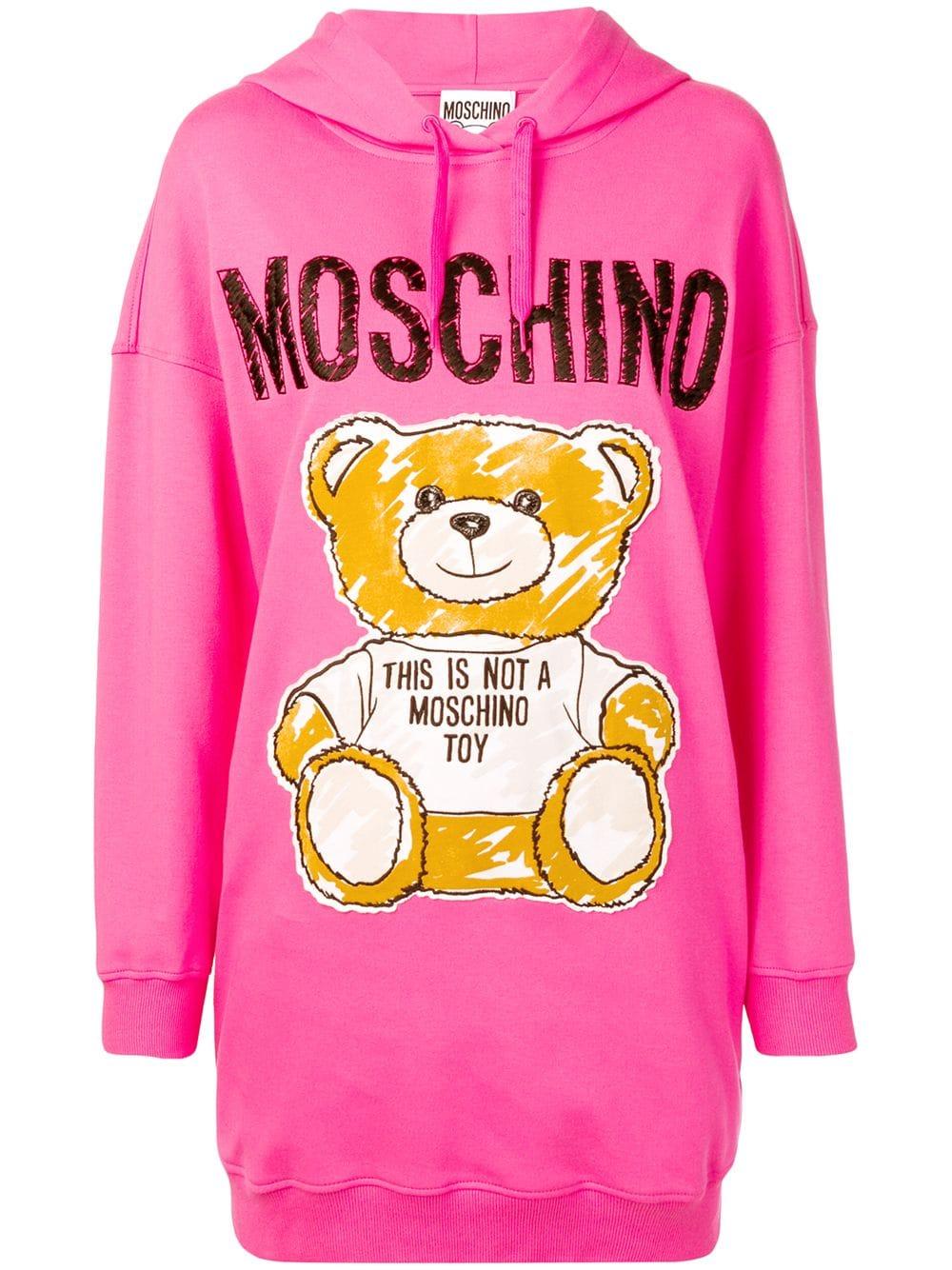 Moschino Cotton Teddy Bear Hooded Dress in Pink - Lyst