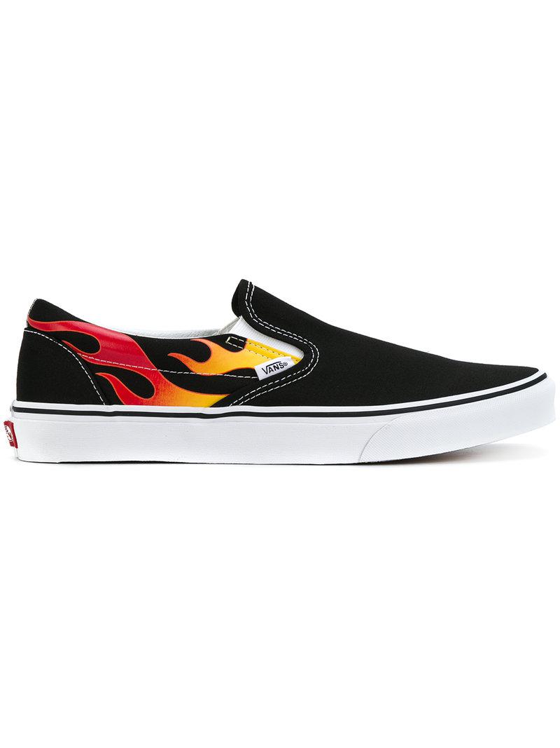 vans with flames slip on