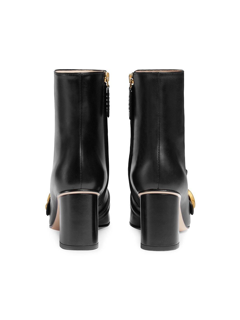 Gucci Marmont GG Suede Ankle Boots in Black Leather (Black) | Lyst