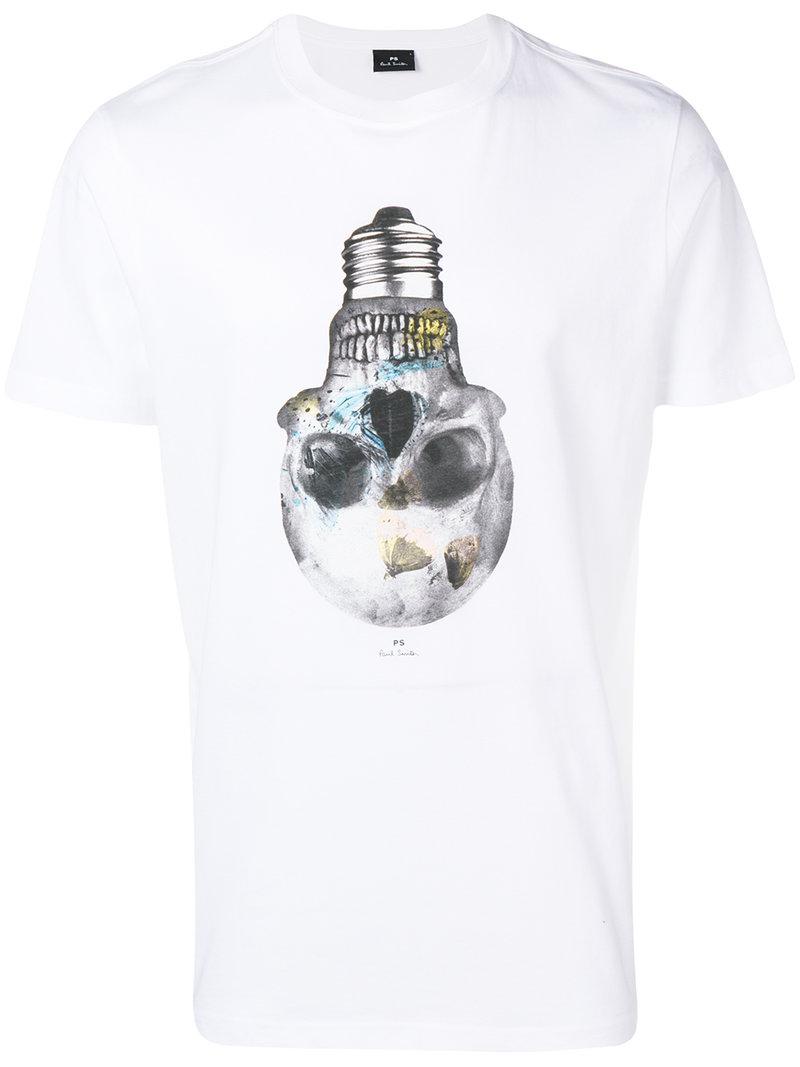 Cotton Skull Lightbulb Graphic T-shirt 