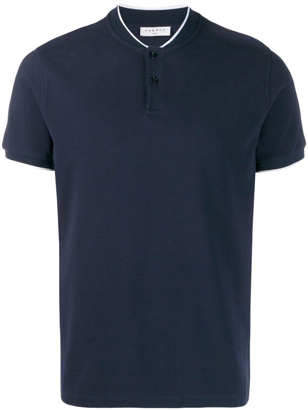 Sandro Cotton Round Neck Polo Shirt in Blue for Men - Lyst