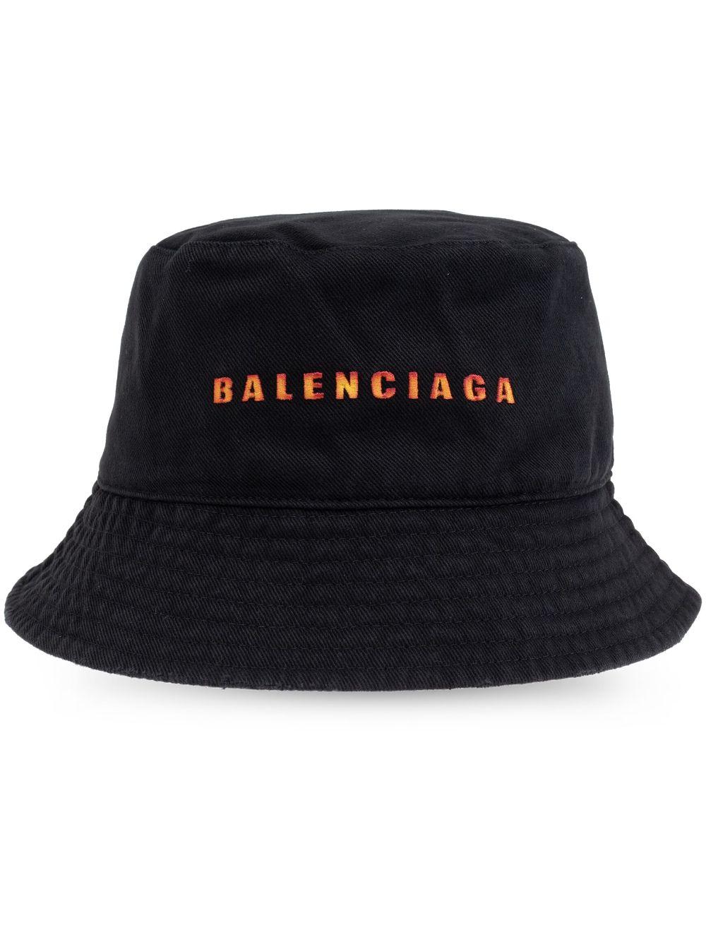 Balenciaga Logo Embroidered Cotton Bucket Hat in Black for Men Lyst UK