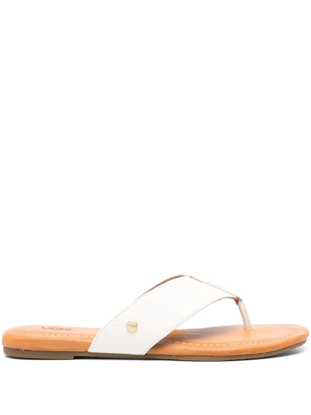 UGG Carey Leather Flip Flops in White Lyst