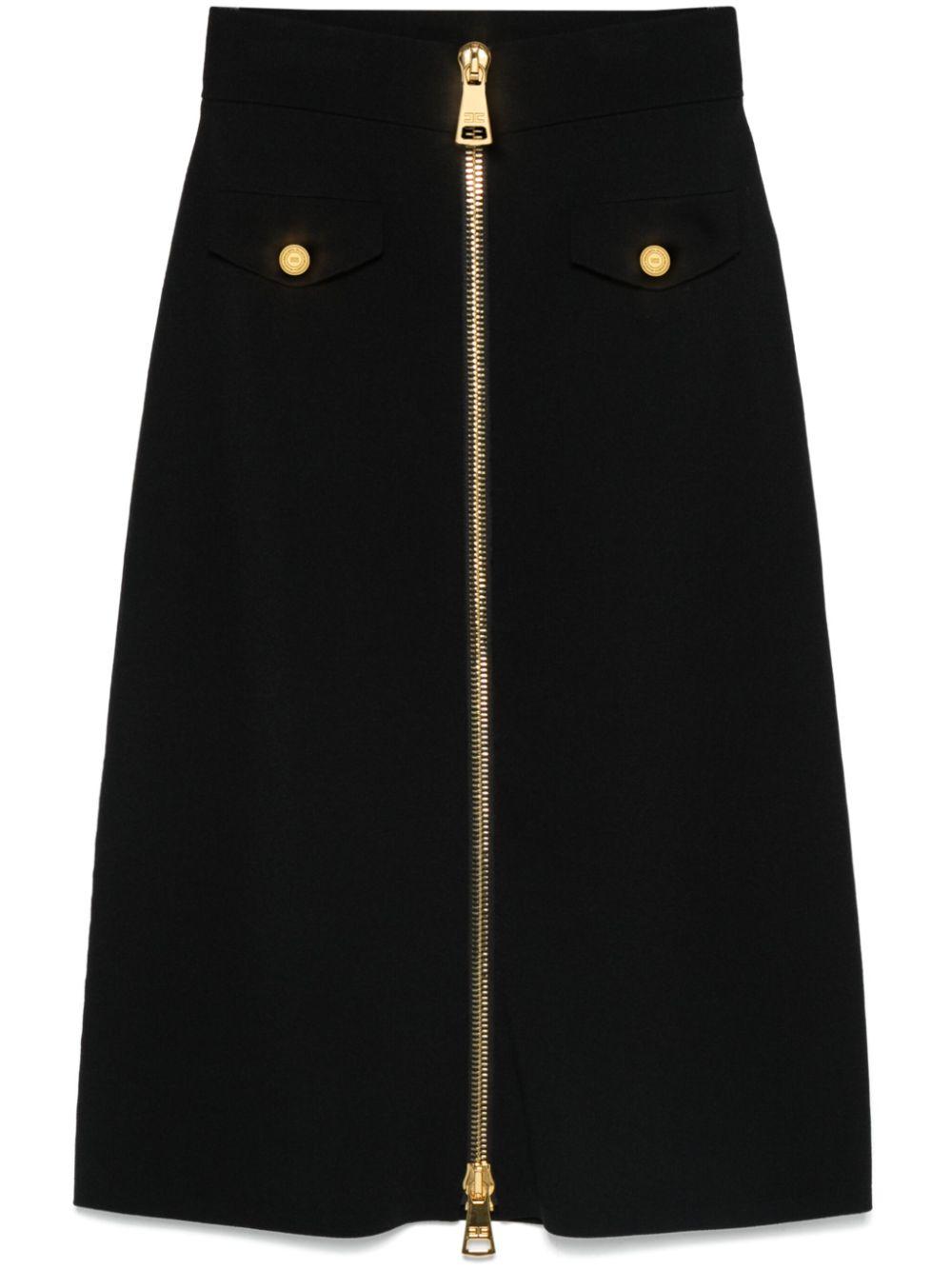 Elisabetta Franchi レディース ブラック Zip-up Midi Skirt スカート