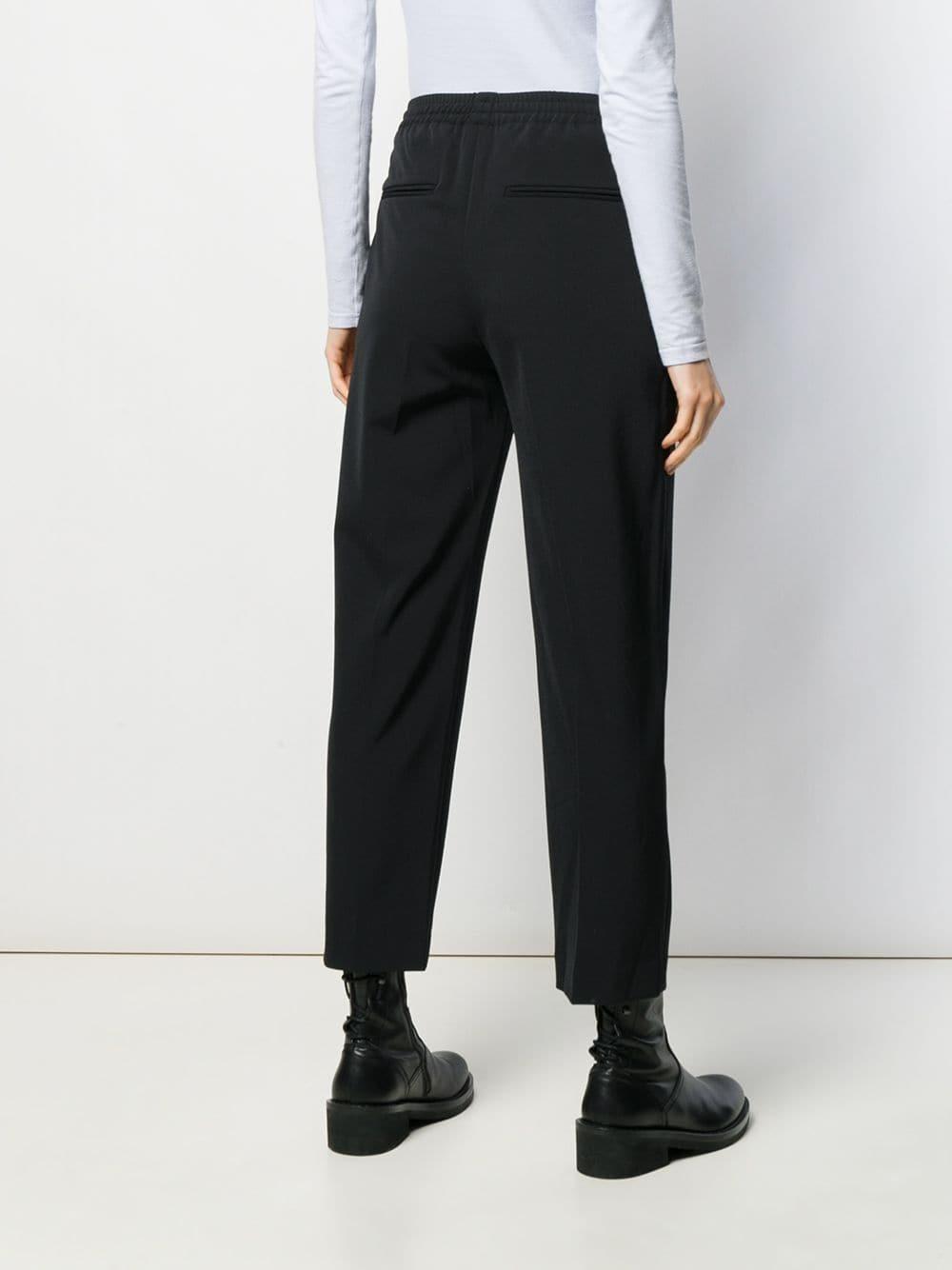 JOSEPH Wool Cropped Pleated Trousers in Black - Lyst