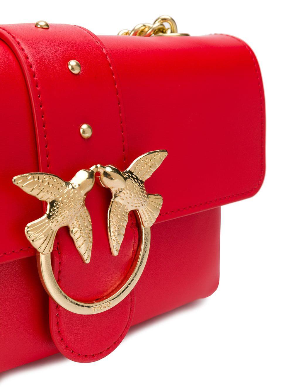 Pinko Leather Mini Love Bag in Red | Lyst