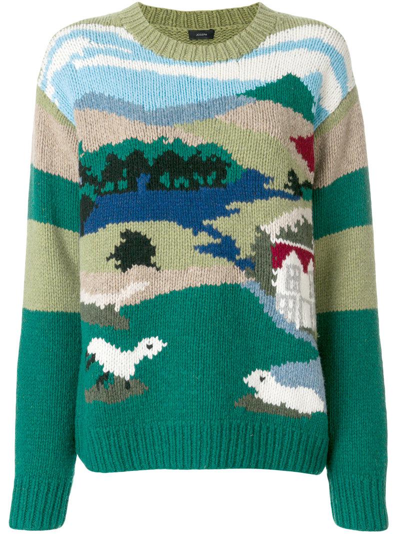 JOSEPH Wool Landscape Jumper in Green 