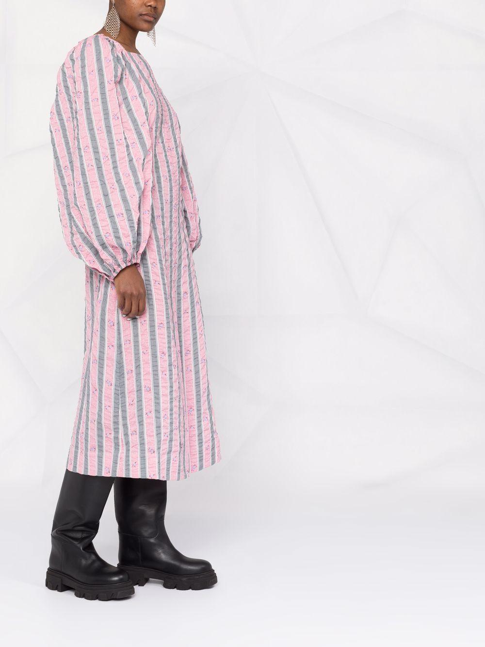 Ganni Striped Floral Seersucker Dress in Pink Lyst - Main Image