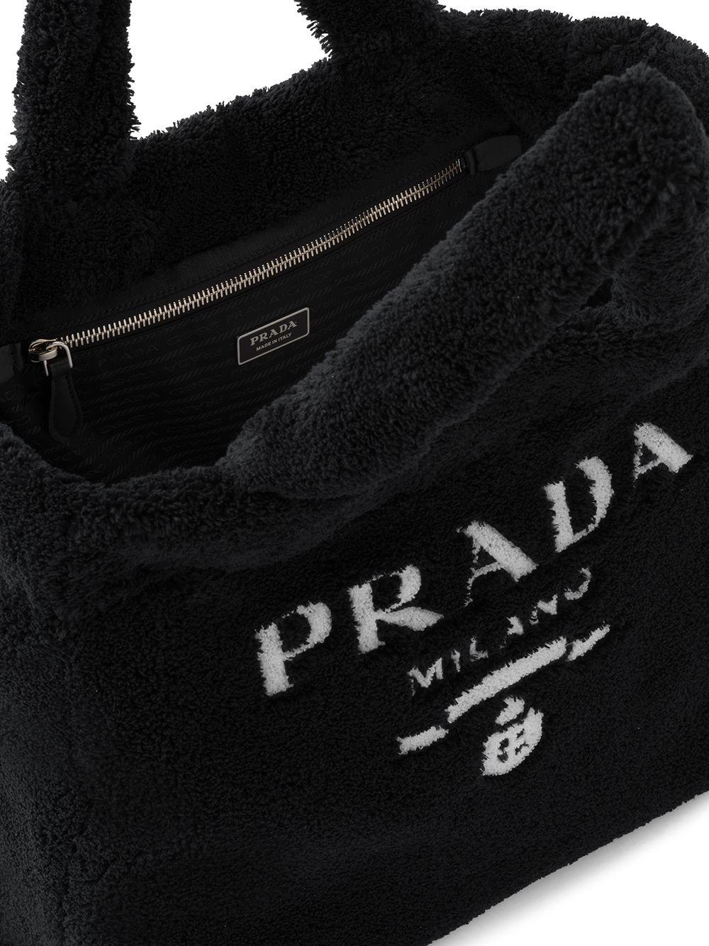 Prada Synthetic Logo-print Terry-cloth Tote Bag in Black - Save 25 