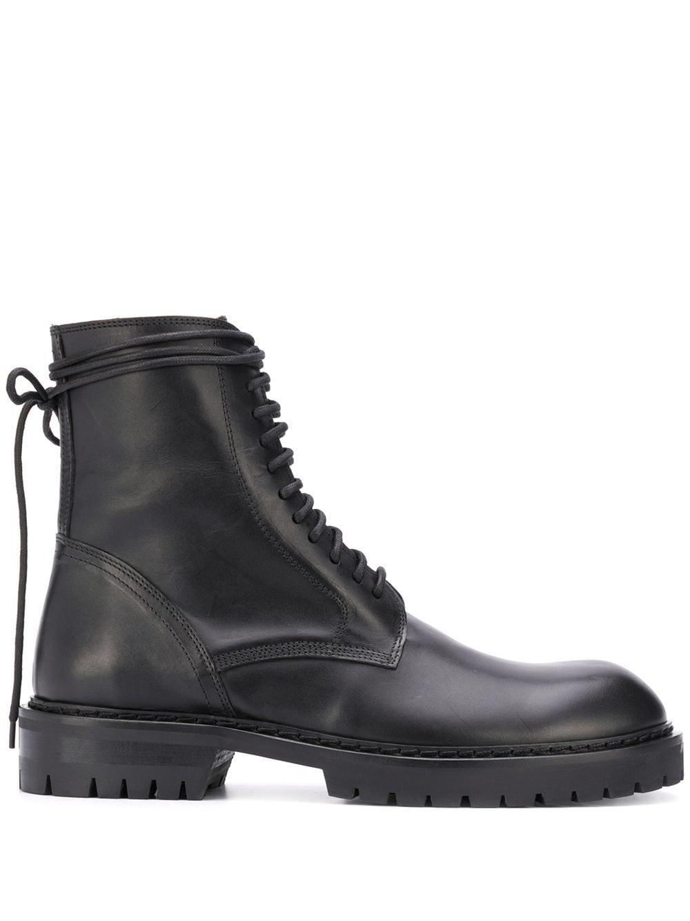 Ann Demeulemeester Leather Lace Up Biker Boots in Black for Men - Lyst
